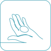 Line icon of a hand holding a coin