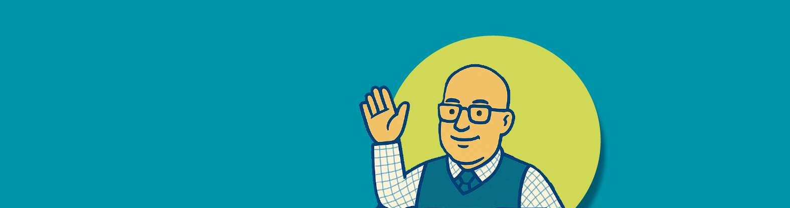 Image of a cartoon man waving