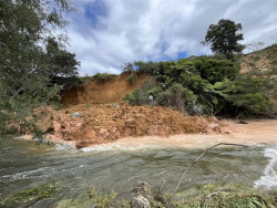 Stream blocked by land slide