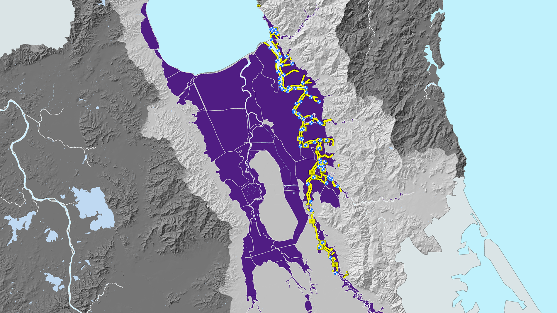 Map of flood protection scheme around Waihou valley