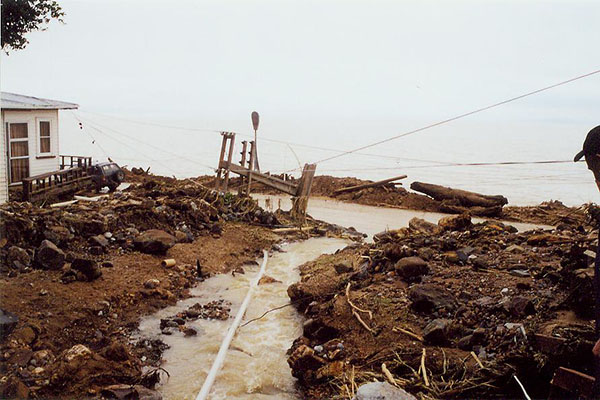 2002 Weather Bomb - Road and property damage on Thames Coast Road