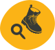 Icon of a boot and a magnifying glasss