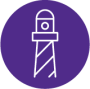 Purple icon showing line of a lighthouse