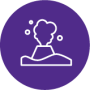 Purple icon with outline of erupting volcano