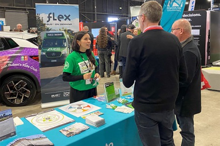 A Waikato Regional Council staff member engages with conference goers at Fleet Day
