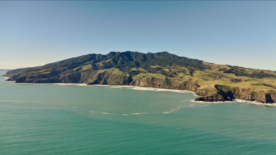 Present-day view of Karioi towards Papanui Point