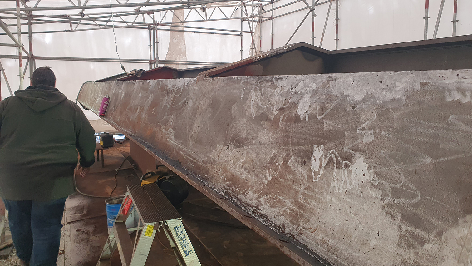 The before shot of the 14-tonne steel control gate that is 12 metres long and 4 metres high. 