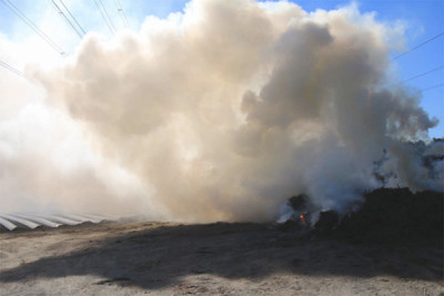 Burning of black polythene at a market garden in the Waikato region. 