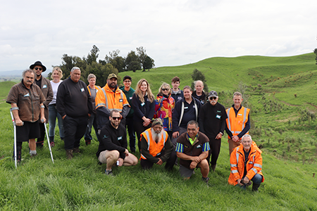 A group of landowners, stakeholders, contractors and staff visited some of the upper Waiomou catchment restoration sites to celebrate the project’s end.