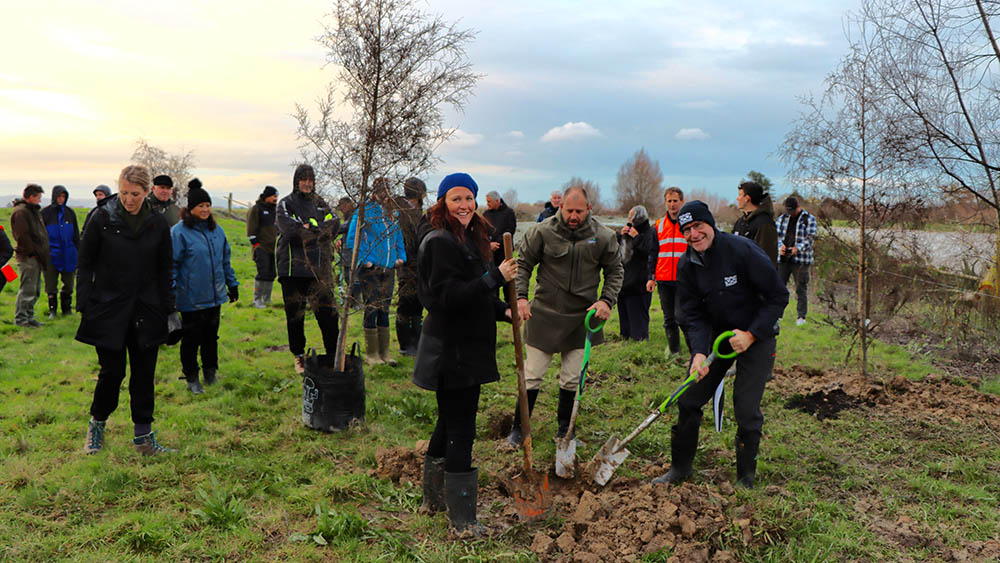 The first kahikatea to go in the ground, following the blessing of the project - June 2021.