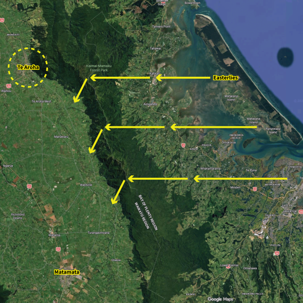Explainer map of the Kaimai Buster