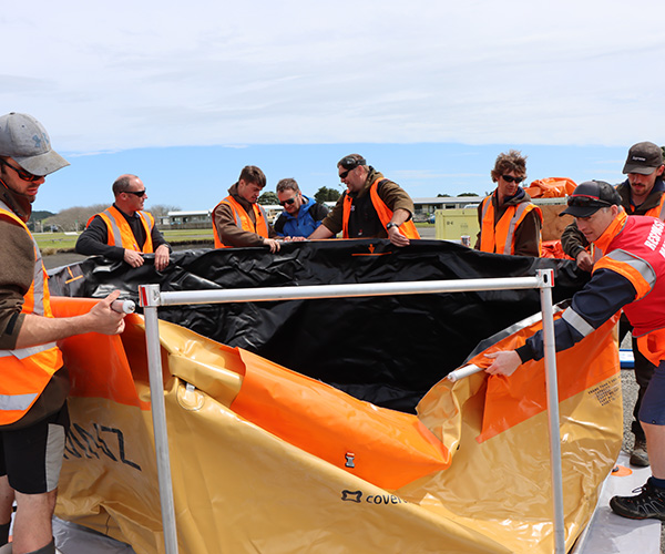 Setting up a new holding tank that can contain up to 500 litres of oil.