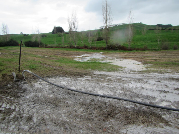 Hydrant overland flow path towards stream.